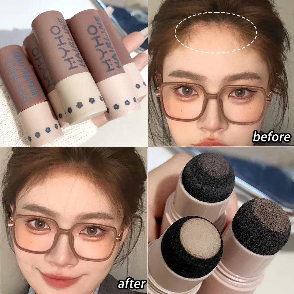 Black Hairline Powder Stick Forehead Shadow Eyebrow Powder Natural Hair Line Filling in Waterproof Root Cover Up Makeup hair building powder