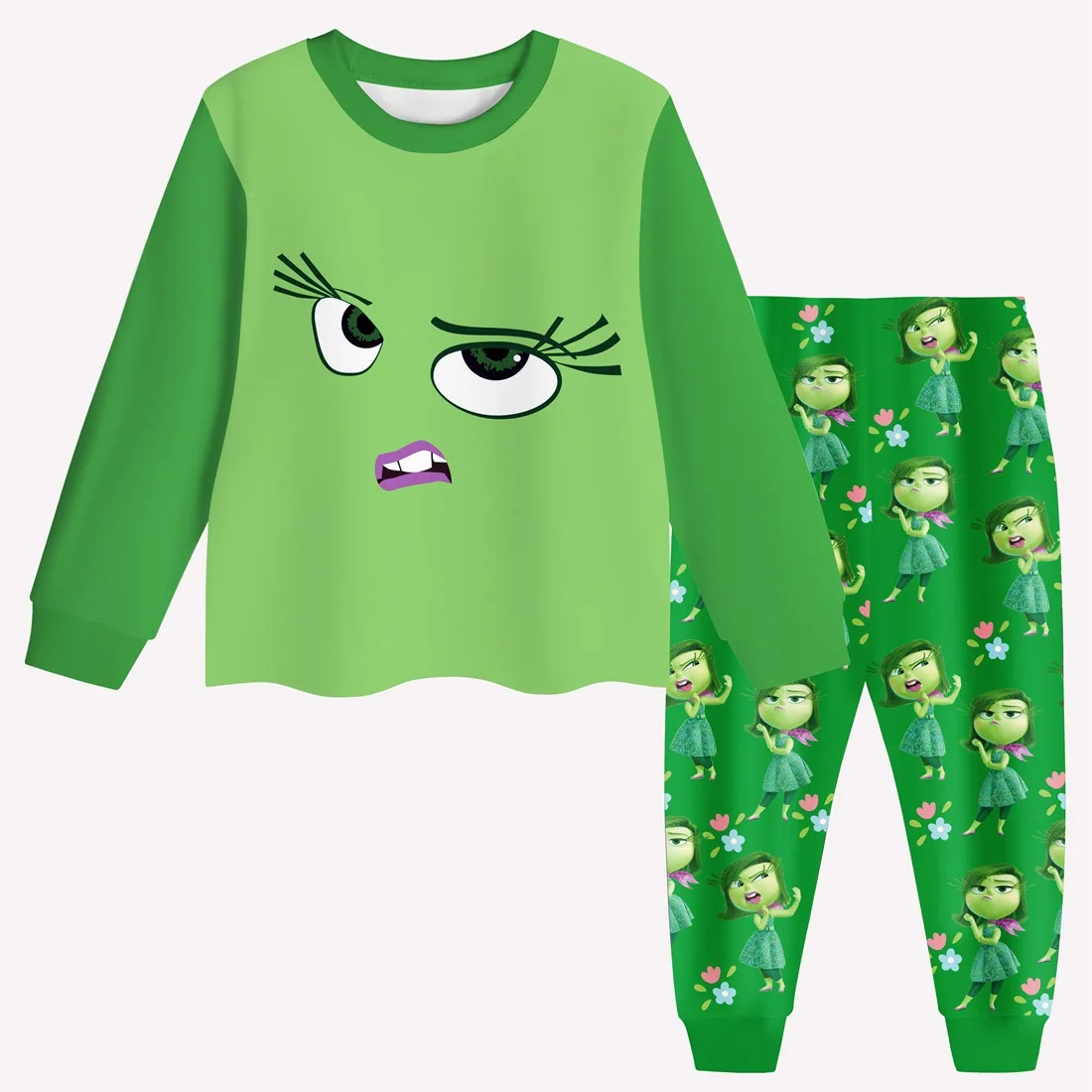 thumbnail image 1 of Disney-Pijama de manga larga para niños, ropa de dormir de 2 piezas, con estampado de Anime Joy Anxiety, Anger, triste, Fear, Kawaii, para regalo, 1 of 5