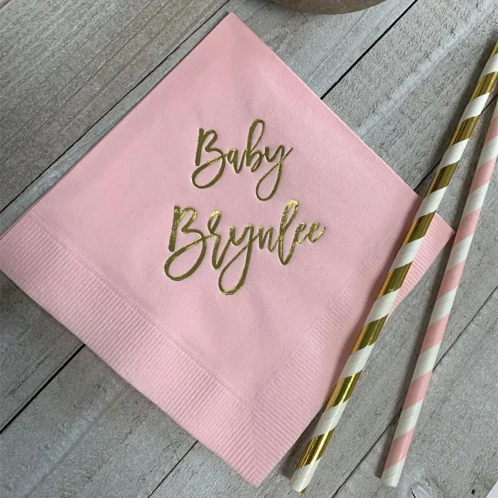 

Personalized Napkins Beverage Luncheon Dinner Guest Towel Napkins Baby Shower Naming Custom Monogram LOTS of colors available!