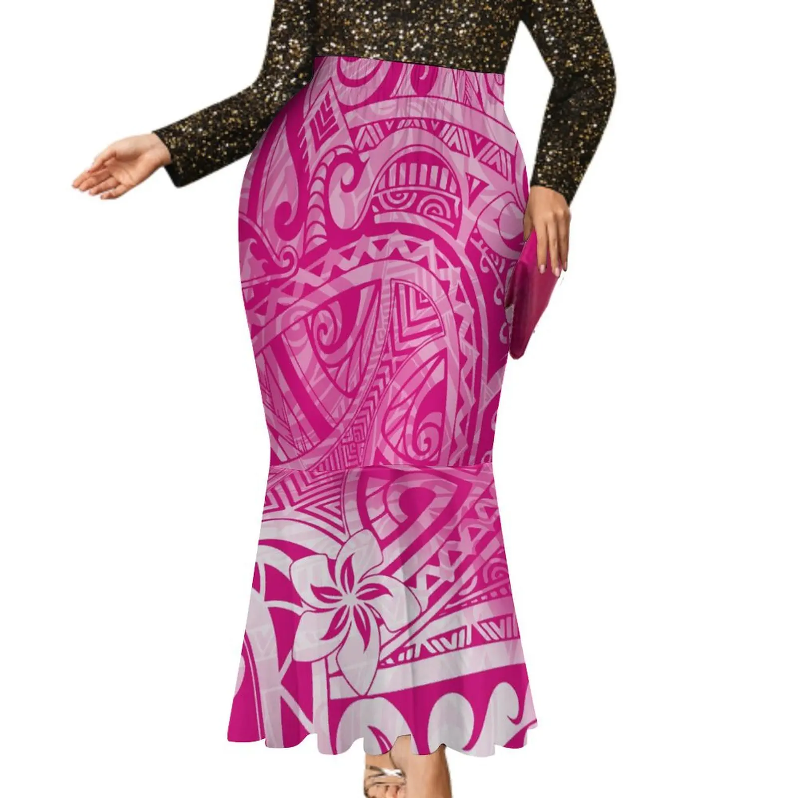 

High Quality Women'S Fishtail Skirt Polynesian Tribal Design Patterns Samoan Fashion With A Skirt Party Tight Maxi Dress