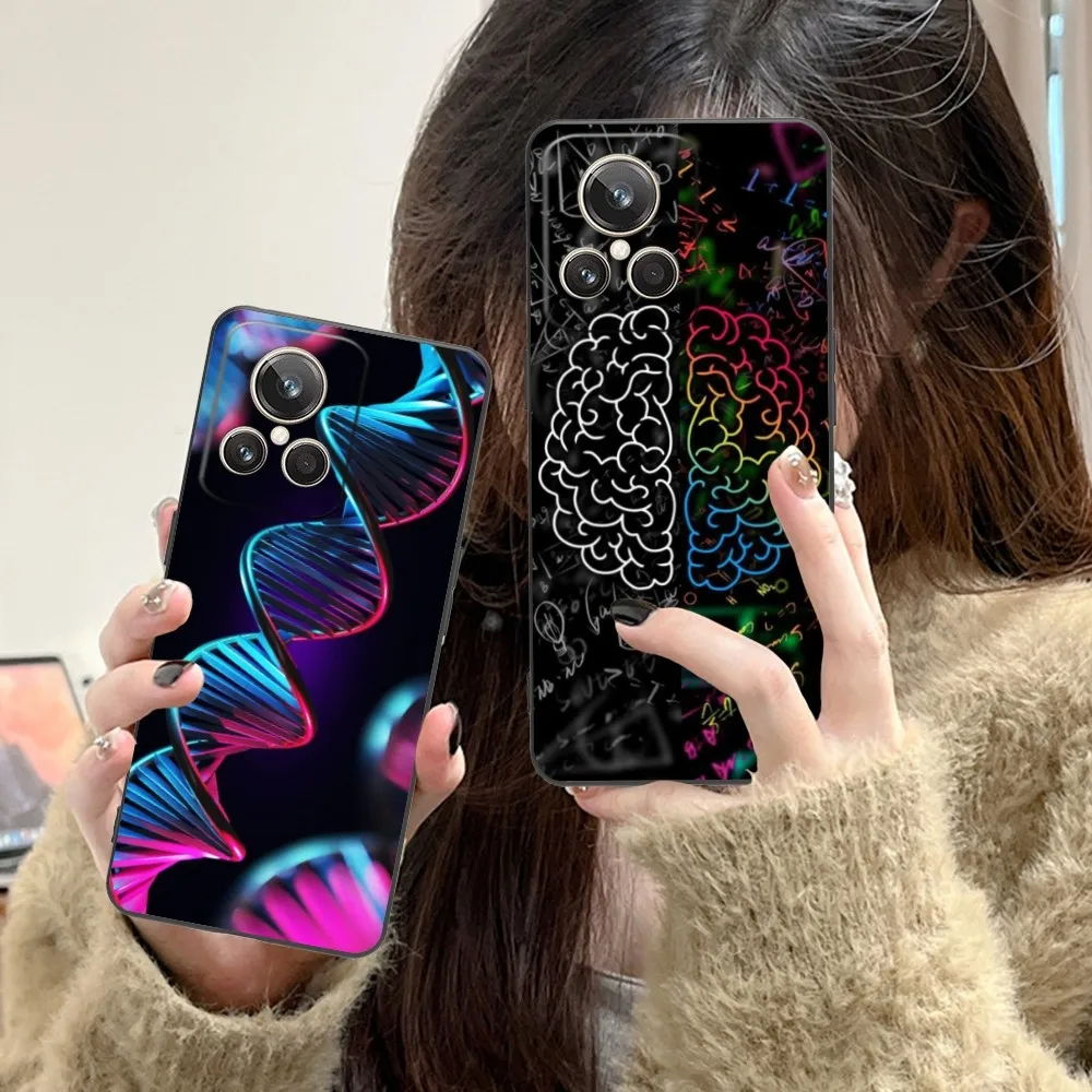 Dna Brain Neuron Mobile Cell Phone Case For Realme Gt 2 9I 8I 7I Pro X50 X2 C35 C21 C20 C11 C3 Black Soft Phone Cover Funda
