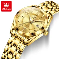 OLEVS Watches for Woman Original Steel Strap Classic Digital Dial Women's Watches Calendar Waterproof Quartz Wristwatch New 3666