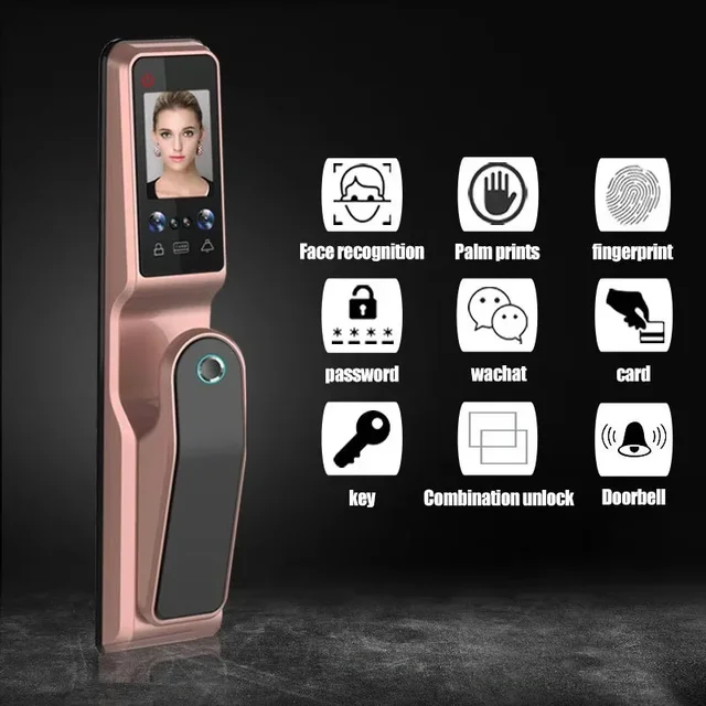 005Tuya Wifi Fingerprint Recognition Smart Door Lock Cat Eye Automatic Face door lock with Camera Capture Function 3