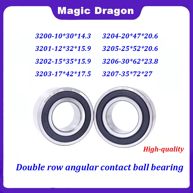 2-Pack 3206-2RS Angular Contact Ball Bearings 30x62x24mm - Sealed Double Row Bearings For Industrial Use