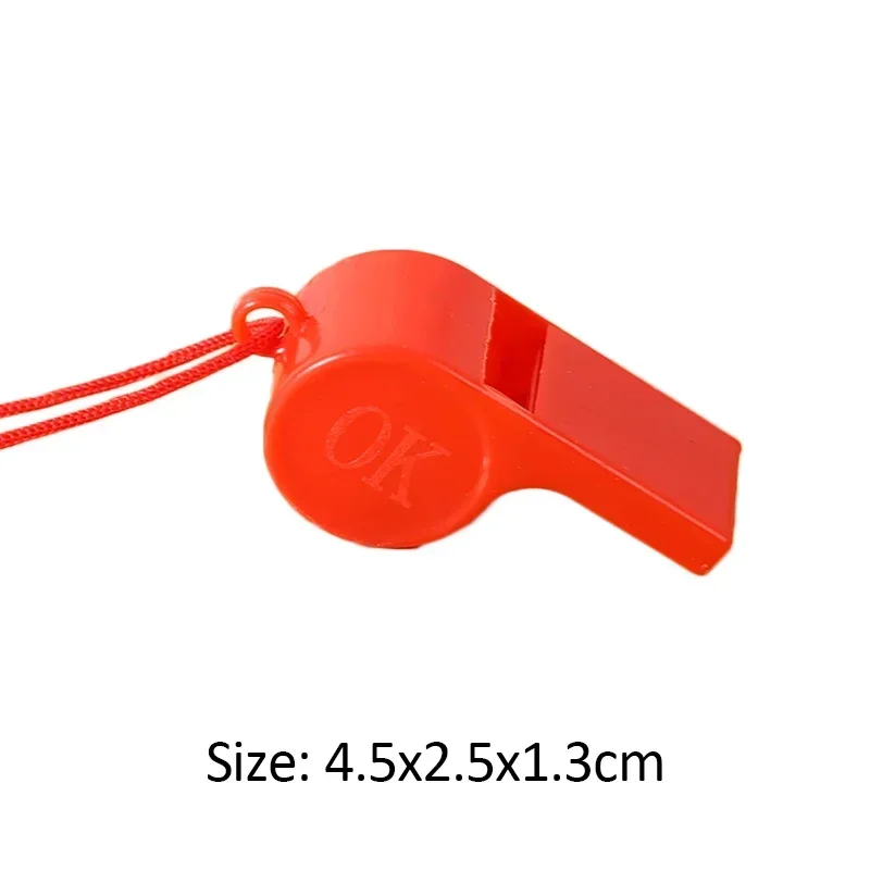 10pcs Mini Plastic Whistle with Rope Children Toys Kids Football Soccer Rugby Cheerleading Whistle Birthday Party Supplies