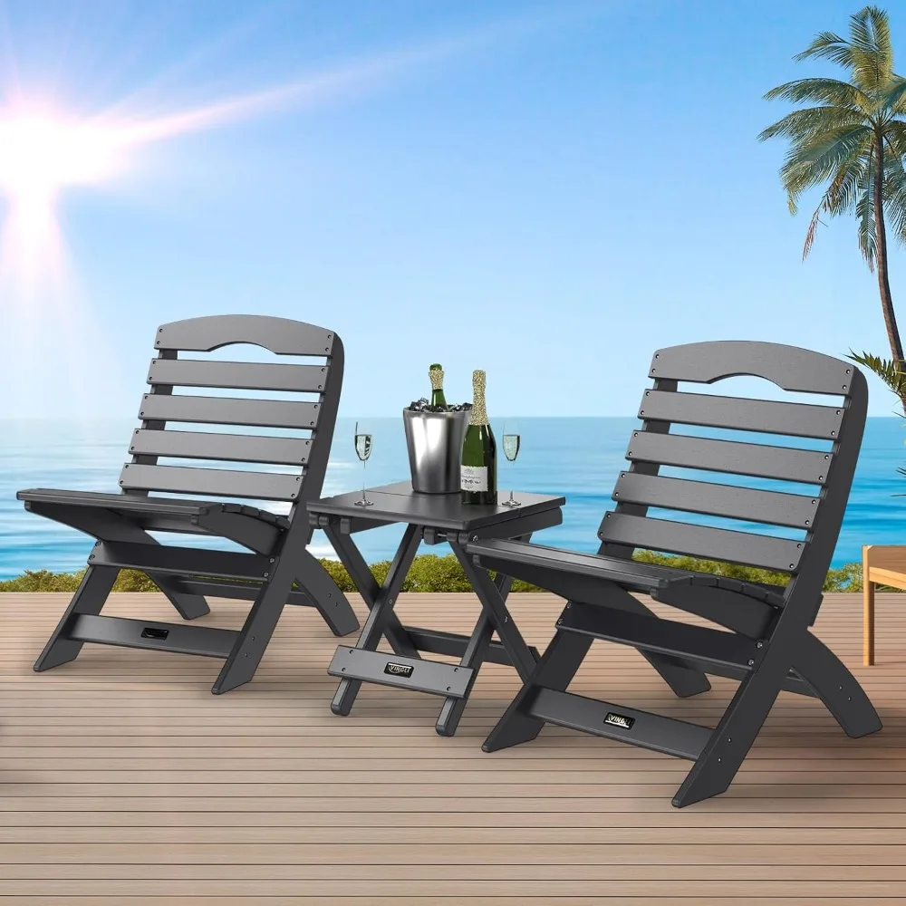 Portable Adirondack Chairs Set of 2, Folding Plastic Adirondack Chair for All Weathers, Outdoor Fire Pit Chairs for Patio 2