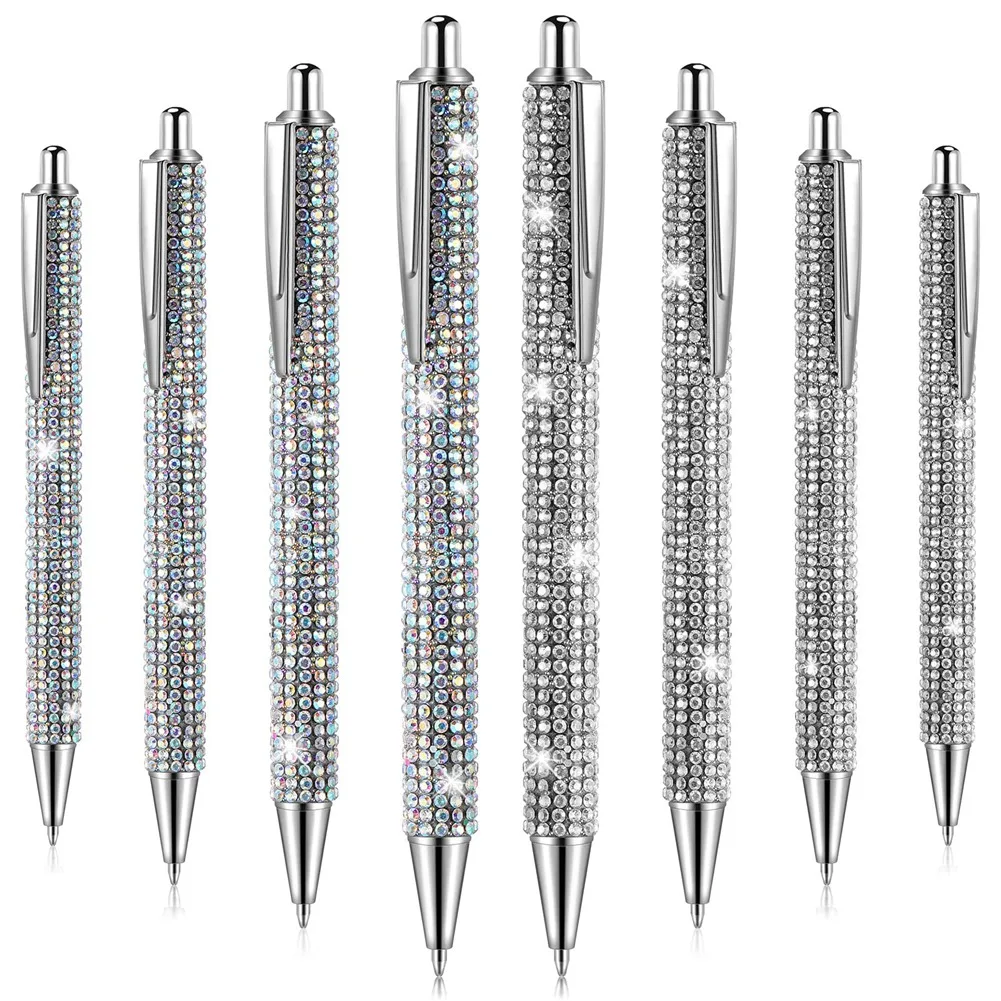 

8Pcs Cute Pen Bling Diamond Pens Christmas Rhinestones Gift Metal Ballpoint Pens Fancy Sparkly Crystal Pens B