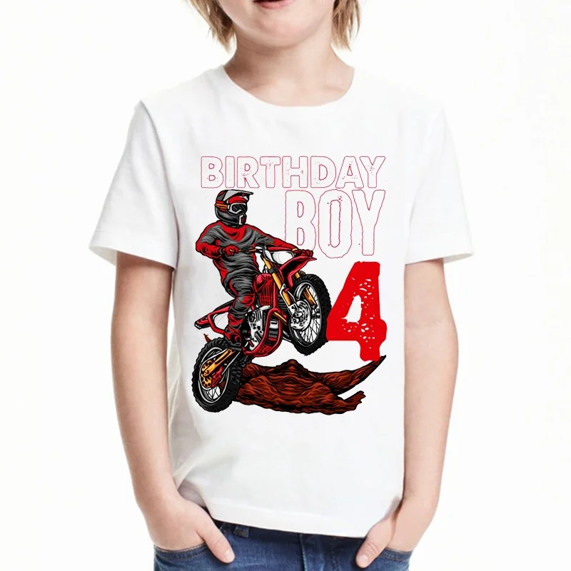 Camiseta con estampado de gráficos de motocicleta para niños de