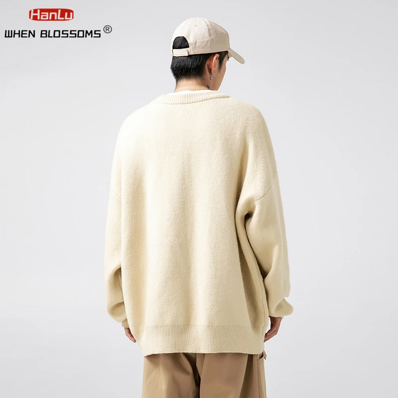 2023 Korean Fashion Pullover Men's Fashion Brand Letter Jacquard Sweater Women Winter New Loose Round Neck Knit Coat