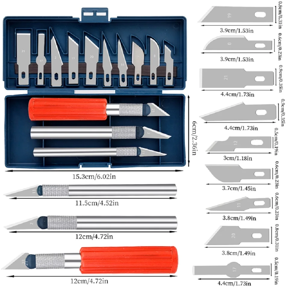 13Pcs Cutting Blade Precision Engraving Cutter Non-Slip Hand Tool DIY Art Hobby Repair Set Carving Knife Craft