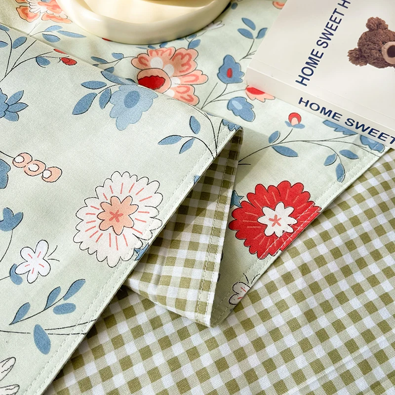 Floral Style Flat Sheet Set 100% Cotton Bed Sheets Sets Flower Leaves Botanical Pattern Printed Soft Bedding for Bedroom Decor 6
