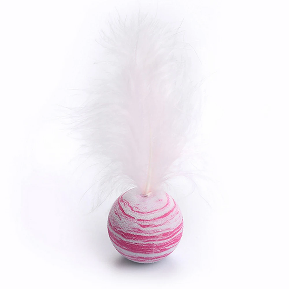1pc Funny Cat Toy Star Ball Plus Feather EVA Material Light Foam Ball Throwing Toy Star Texture Ball Feather Toy Cat Supplies 