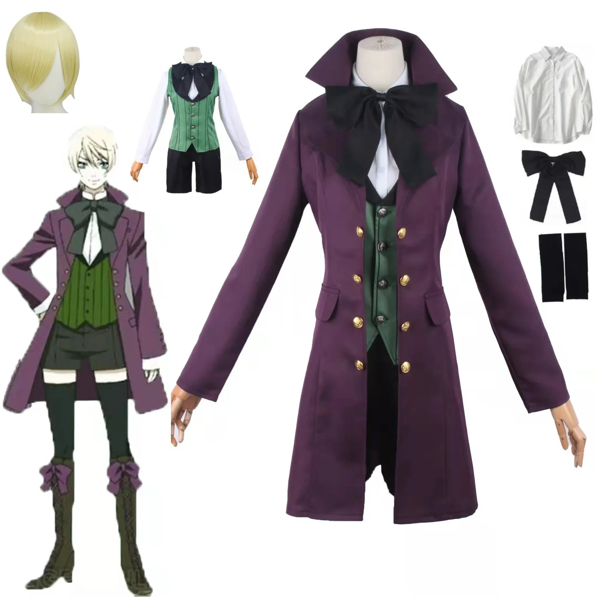 

Anime Black Butler Alois Trancy Master Cosplay Costume Wig Ciel Phantomhive Suit Men Coat Shirt Vest Pants Uniform Halloween