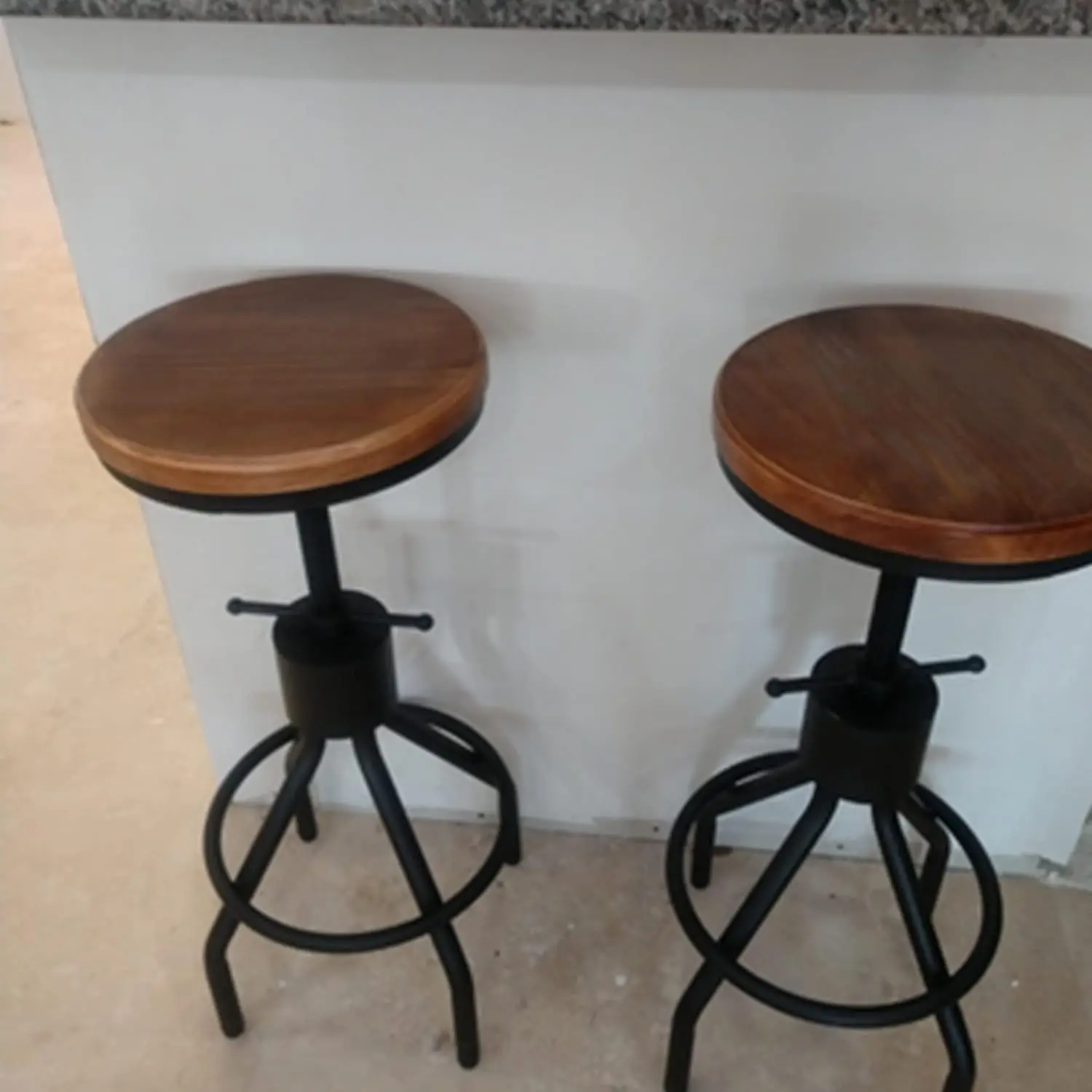 

Industrial Bar Stool-Set of 2-Swivel Counter Coffee Chair-Extra Pub Height Adjustable 22-33 inch