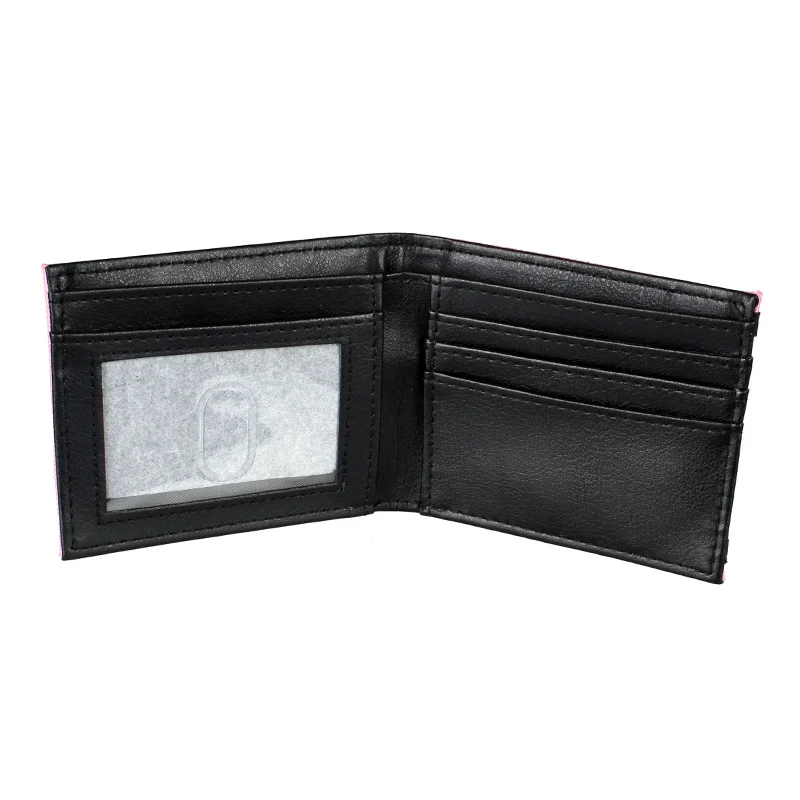 Pink double fold men's wallet, fashionable girls' card holder