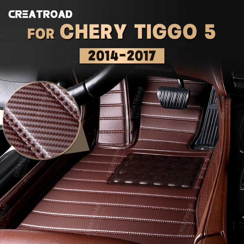 

Напольные коврики из углеродного волокна на заказ для Chery Tiggo 5, 2014, 2015, 2016, 2017, покрывало на ковер, автомобильные аксессуары для интерьера