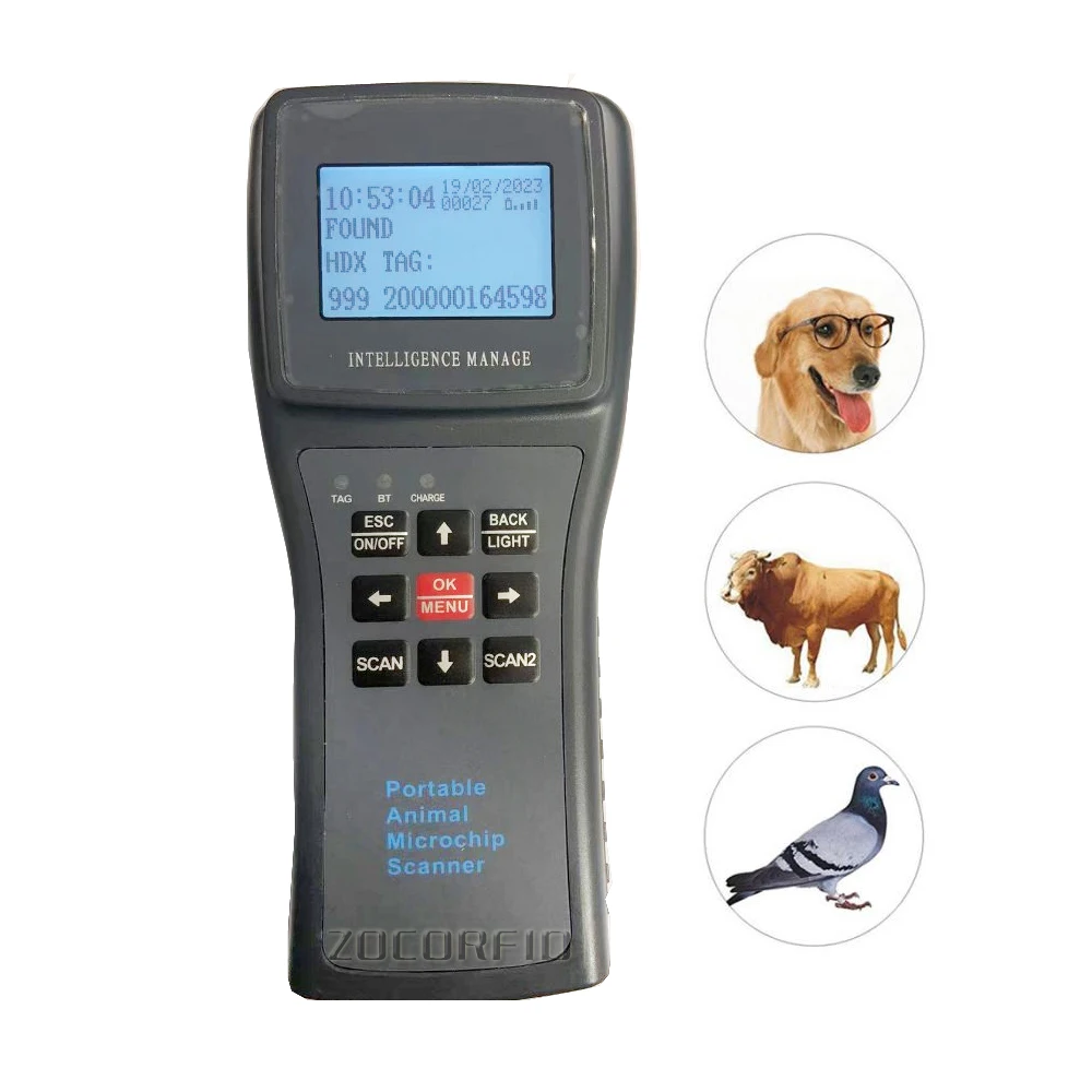 134.2Khz HDX Rechargeable Pet Microchip Scanner USB and Bluetooth-compatible  ID64 Animal RFID Handheld Reader