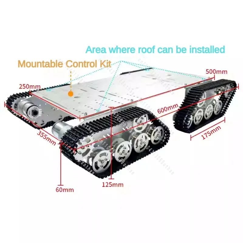 STM32 Ps2 프로그래밍 가능 RC 자동차 DIY 키트 10kg 하중 T900S 4WD 트랙형 탱크 섀시(엔코더 모터 포함)