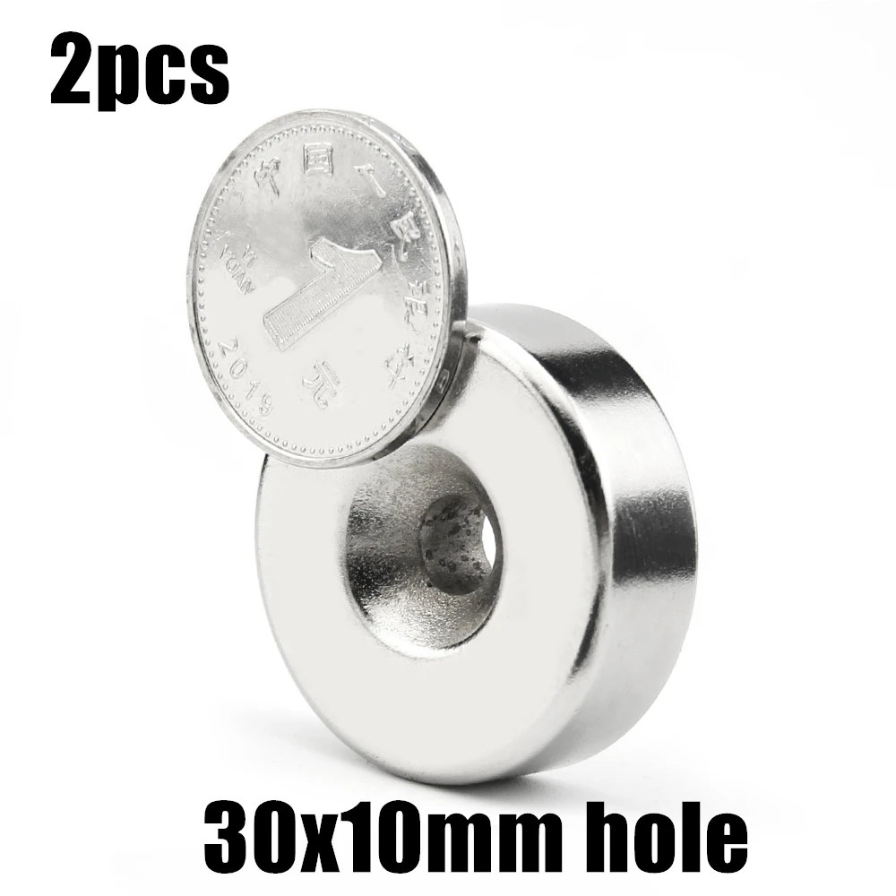 

2pcs 30x10mm Hole super Strong Round Neodymium Countersunk Ring Magnets Rare Earth N35