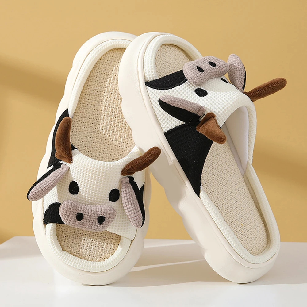 

Women Cute Animal Slippers Funny Open Toe Cow Slippers Soft House Slippers Anti Slip Comfortable for 4 Season