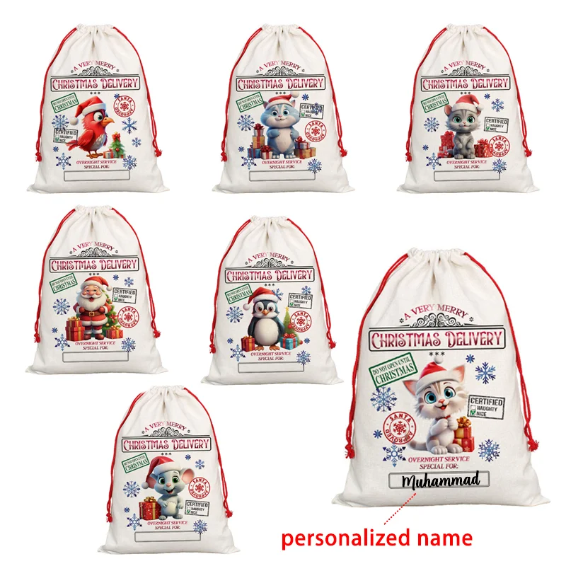 Christmas Gift Bags 30x40cm Personalized Santa Sack Ornaments for Kids Boys Girls Teens