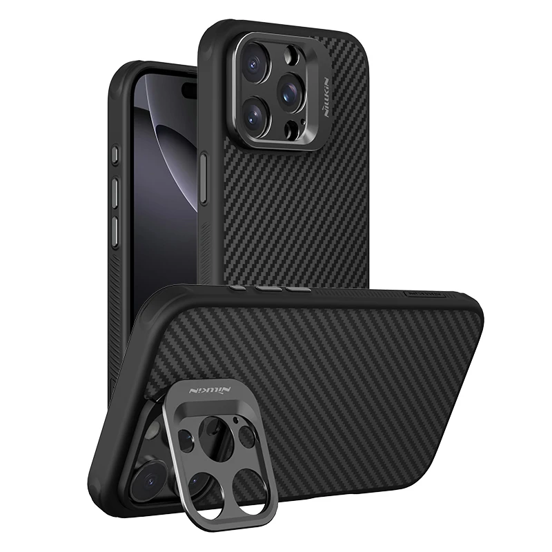 NILLKIN Custodia Protettiva Magnetica in Kevlar Aramidico e Carbonio per Fotocamera, Compatibile con iPhone 15 16 17 Pro Max i15 i16 Magsafe Macsafe - immagine 2