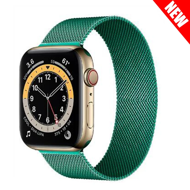 Magnetic Loop Strap For Apple watch Band 45mm 41mm 44mm 40mm 42mm 38mm Stainless steel correa bracelet iWatch serie 3 7 5 6 se 3 Pine green 19