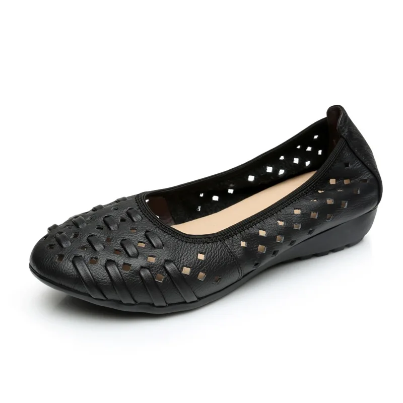 Women Sandals Women Wedges Heels Shoes Summer Woman Genuine Leather Fashion Sandals Women's Causal Soft Comfortable Slip On Wedges Mother Shoes 35-43