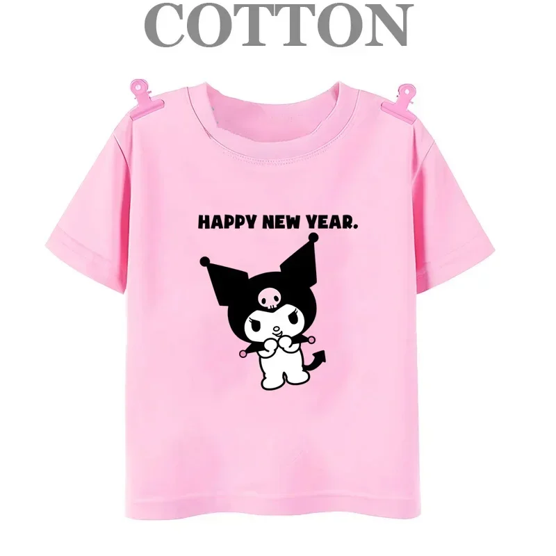 thumbnail image 1 of Camiseta de algodón 100% Kuromi para niños, camiseta informal de verano de manga corta con estampado de anime My Melody Sanrio, regalo kawaii para niño y niña, 1 of 5