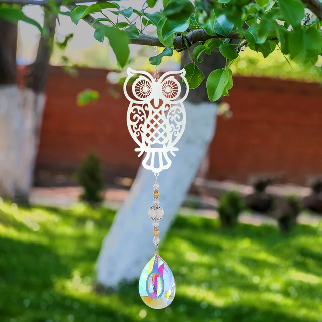 Crystal Light Catcher Kerti Díszek Metal Dream Ablak Terasz Dekoráció Állat/Élet Fa Színes Gyöngyök Otthoni - Image 2