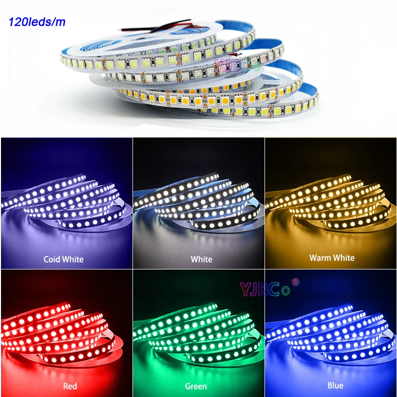 12V 5M White/Warm White/Red/Green/Blue/RGB/CCT Flexible LED Strip 120LEDs/m Light Bar 60LEDs/m 5050 SMD Lamp tape IP20/IP65 5v 2835 led strip 120leds m 5mm ultra thin flexible led strip light tape 1led cut ip20 non waterproof white warm white