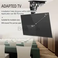50-75" Ceiling TV LIFT Electric Remote Control Rotating DT500 Bracket Support Motorized Stand Adjustable Techo Mount Wall Holder 2