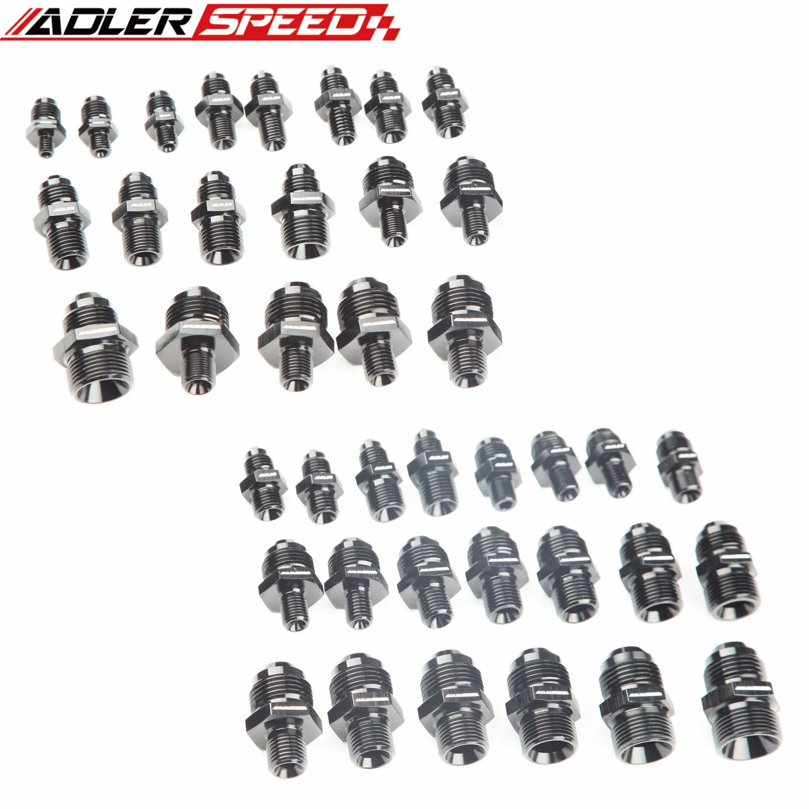 ADLERSPEED 유니버셜 AN4 AN6 AN8 AN10 AN12 AN16 남성 플레어 - M12/M14/M16 x1.5 메트릭 스트레이트 피팅 어댑터 블랙
