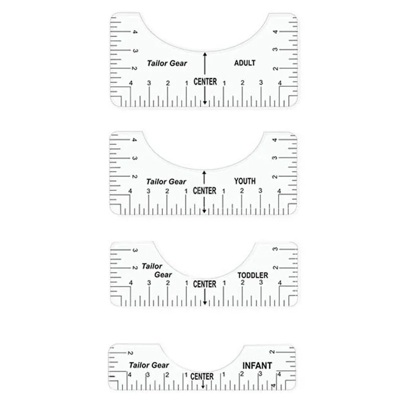 4/8 יחידות / מערכת כלי מדידה לצוואר חולצה עגולה PVC סרגלים ליישור עיצוב בגדים גודל תפירה ידנית אביזרים