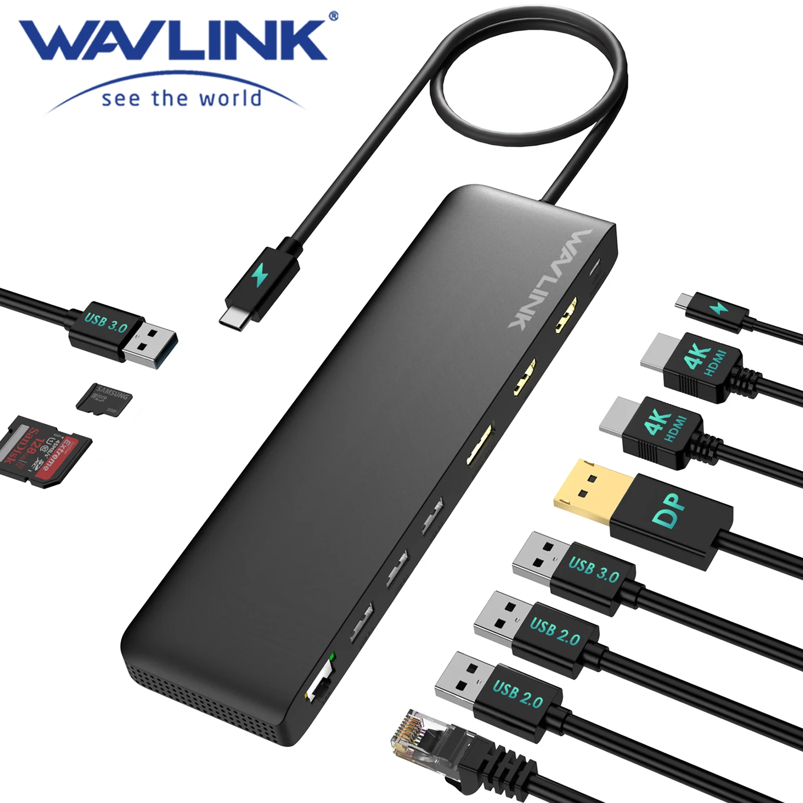 WAVLINK USB-C ユニバーサル ドッキングステーション/デュアルディスプレイ 15-in-1 多機能ドッキング ステーション 