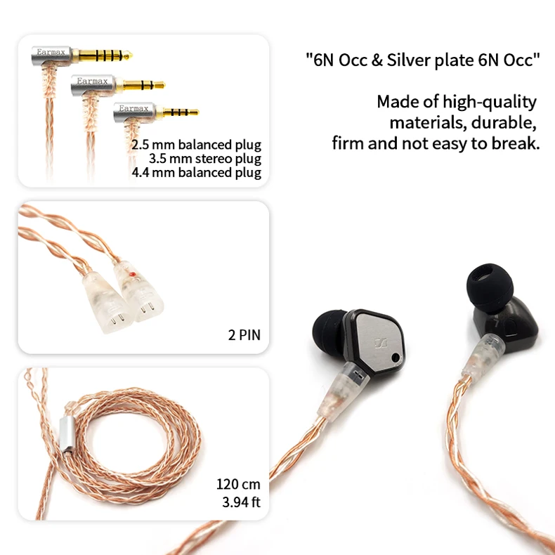 8 Core Silver Plated 2.5 3.5 4.4mm Balanced Cable To 2pin Connector Upgrade Cable For Sennheiser IE8 IE80 IE8i IE80S Earphone