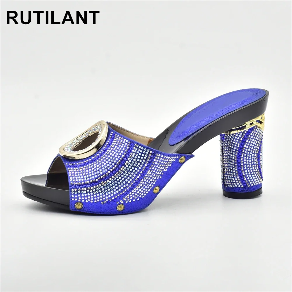 

Latest Design African Party Pumps Decorated with Rhinestone Plus Size Shoes Luxury Wedding Shoes Bride Italy Elegant Women Shoes