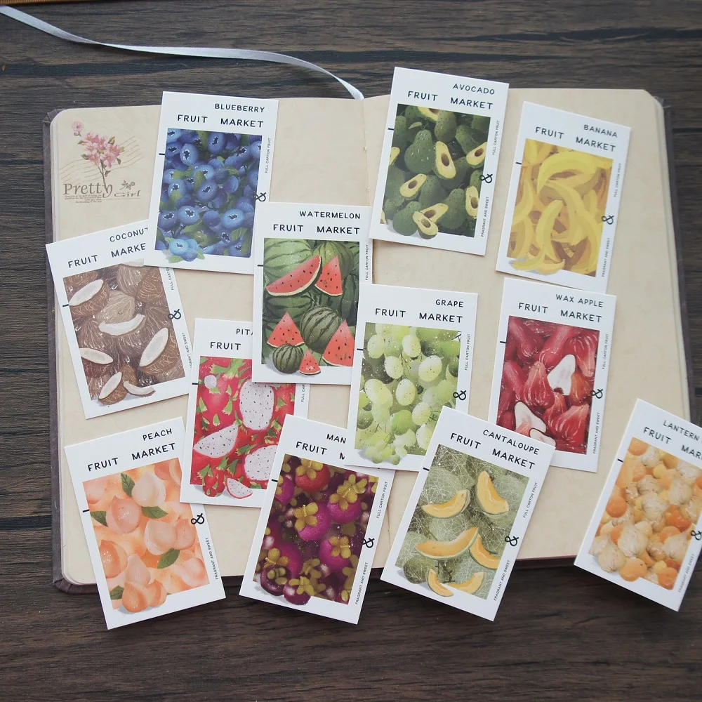 Mini Carta Di Mercato Della Frutta Fresca Tagliata 27Pcs Multiuso Come Biglietti D'Invito Per Feste Scrapbooking