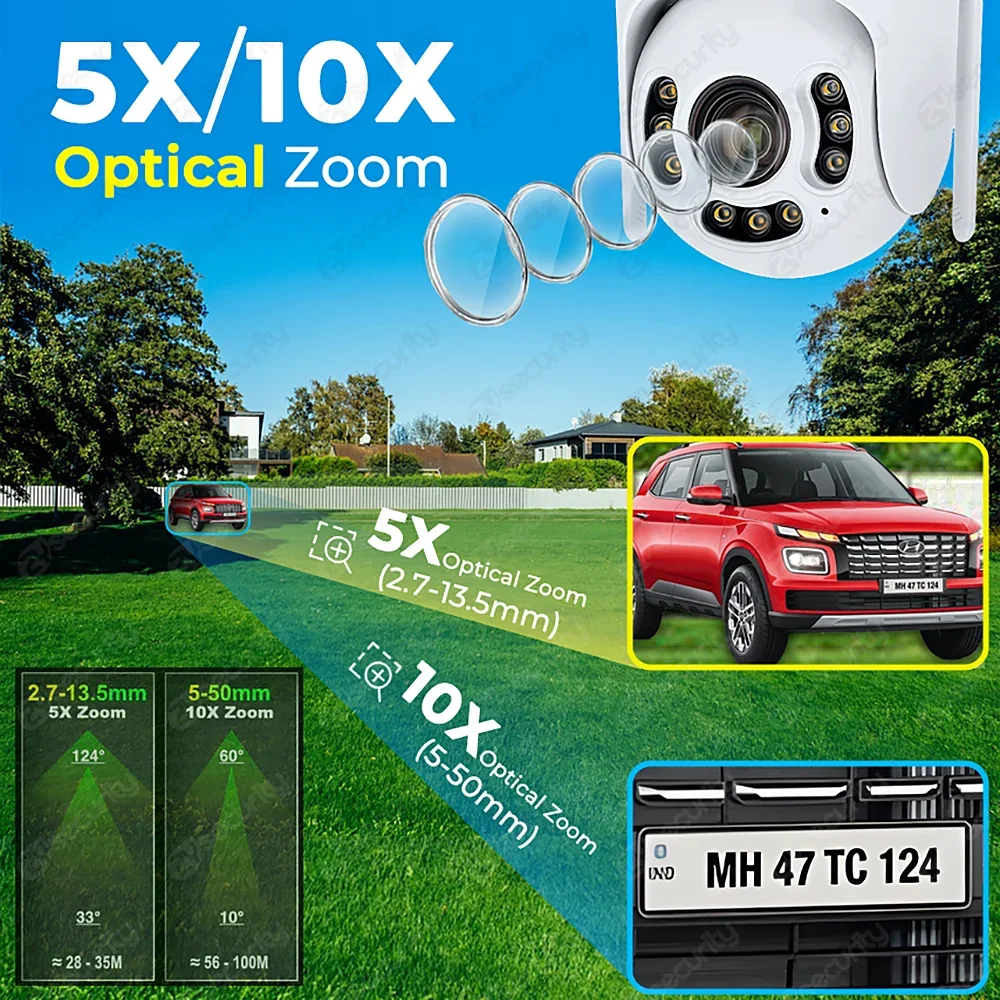4K 8MP WiFi POE Dome IP Camera 5X Optical Zoom PTZ Auto