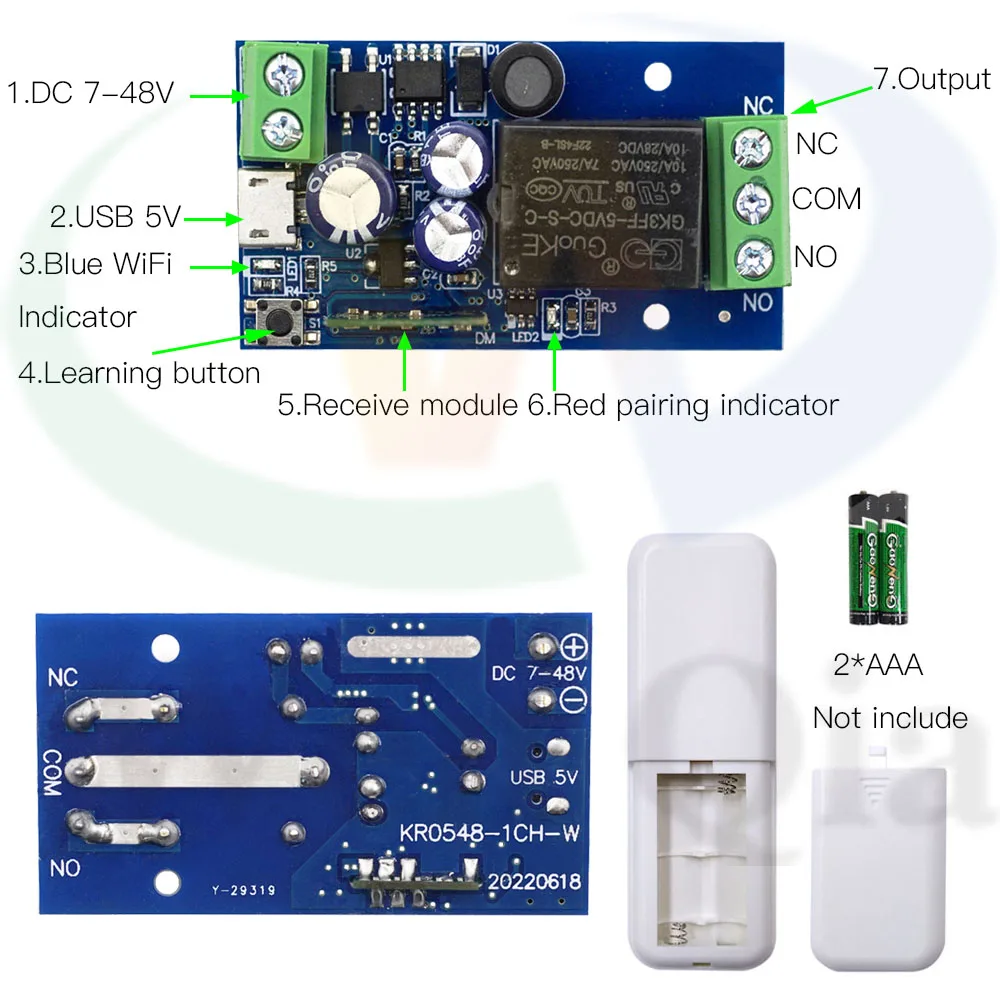 Smart Switch Smart Light Switch Wireless Remote Control Switch WenQia Ewelink WiFi Smart Home Switch 2.4GHz DC 12V 24V Dry Contact Relay Remote Control Timing Module,Alexa Google Home Support