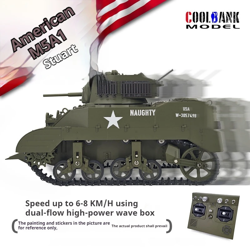 American Stuart M5a1 Military Simulation 360-Degree Rotating Smoking Electric Remote Control Tank G2080 Model Children'S Toy 3