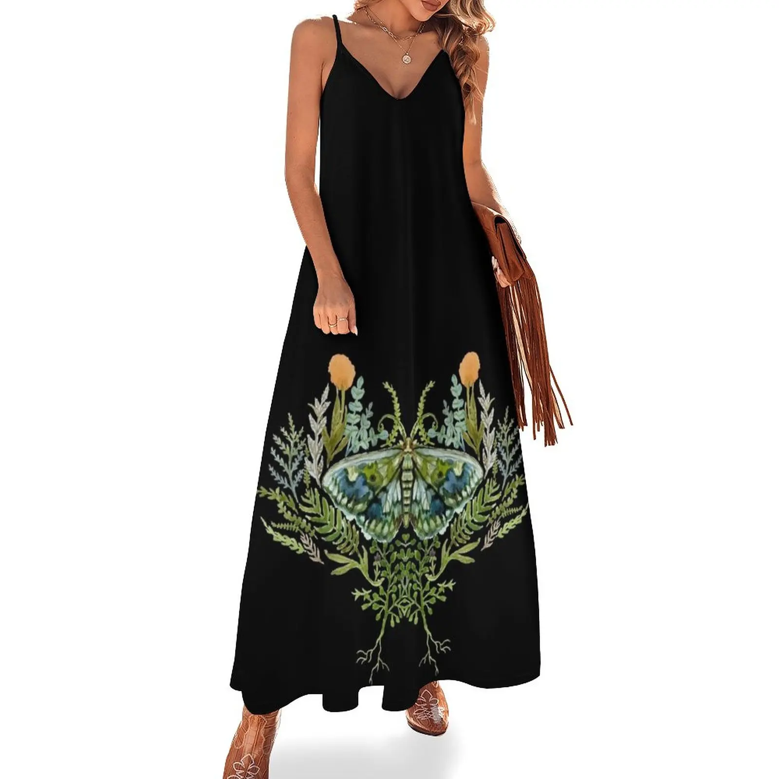 

Moth with Plants Sleeveless Dress elegant women's sets Dresses summer clothes for women