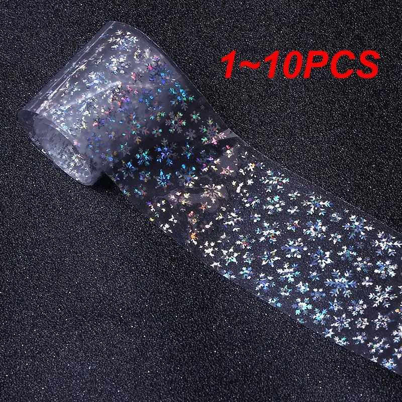 

1~10PCS 100x4cm Christmas Silver Snowflake Nail Art Sticker 3D Snowflake Nail Art Foil Transfer Flash Sticker decoration