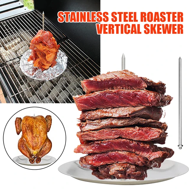 1 Pc Rozsdamentes Acél Pörkölt Baromfi Függőleges Nyárs Grillező Tüskés Akasztó Grill Csirke Állvány Bázissal