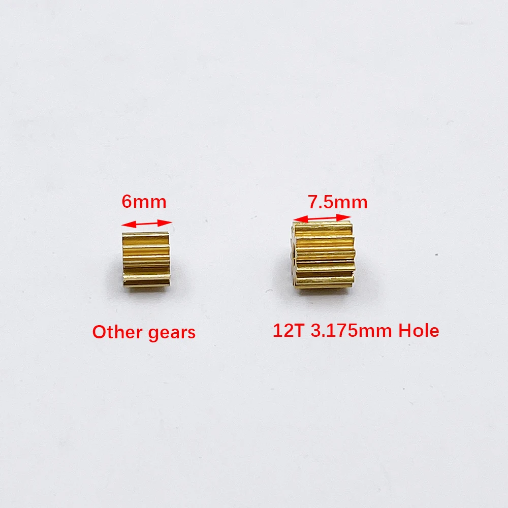Motor Gear Transmission Gear 0.6 Modulus 8T 9T 10T 12T Teeth Copper Metal Gear 1.98mm Aperture Motor Spindle Gearwheel Fit 2mm 3.175mm Shaft