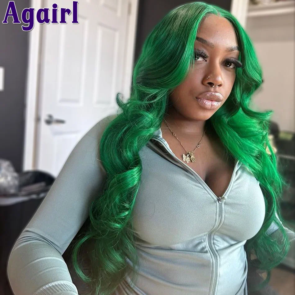 

Mint Green Transparent 13x6 Body Wave Lace Front Wig PrePlucked Glueless 13x4 Lace Frontal Human Hair Wig For Women 5X5 Lace Wig