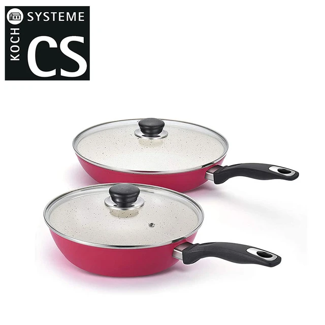 CSK Cookware Set 4 Pcs,24&28CM Maifan Stone Non Stick Frying Pan Granite  Cooking Pan,PFOA