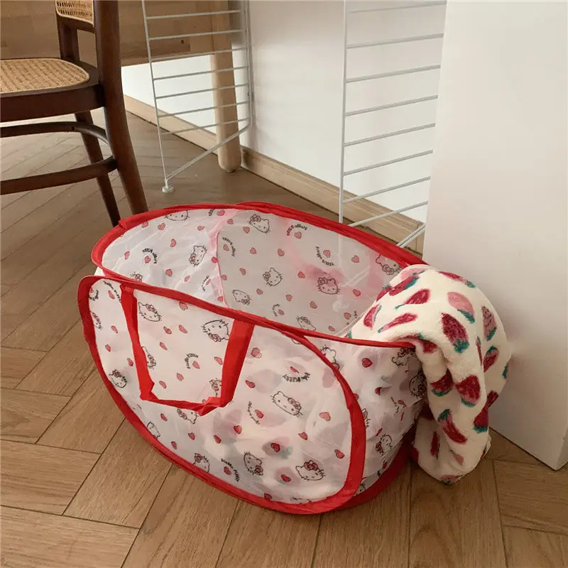 

Sanrio Kawaii Anime Hello Kitty Dirty Clothes Fold Storage Basket Cute Sweet Cartoon Laundry Basket Lovely Gifts for Girls