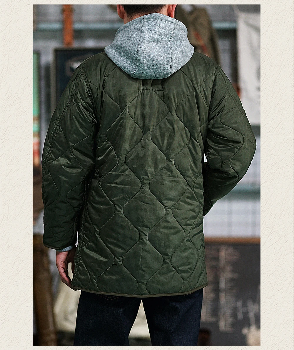 Description Picture 4 of itemMen's Quilted Jacket Plaid Thick Warm Military Casual Autumn Winter Streetwear Vintage Parkas
