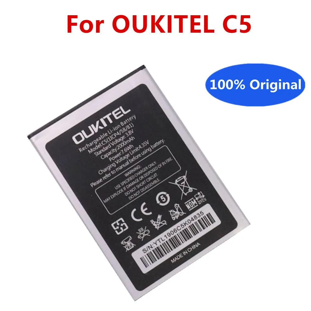 

Новый 100% Оригинальный 2000mAh C5 Аккумулятор для Oukitel C5 & C5 PRO Smart мобильный телефон Высококачественная сменная батарея